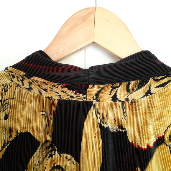 LS Collections Accordion Pleat Open Front Novelty Lion Tiger Jacket Black Size L - Picture 7 of 14